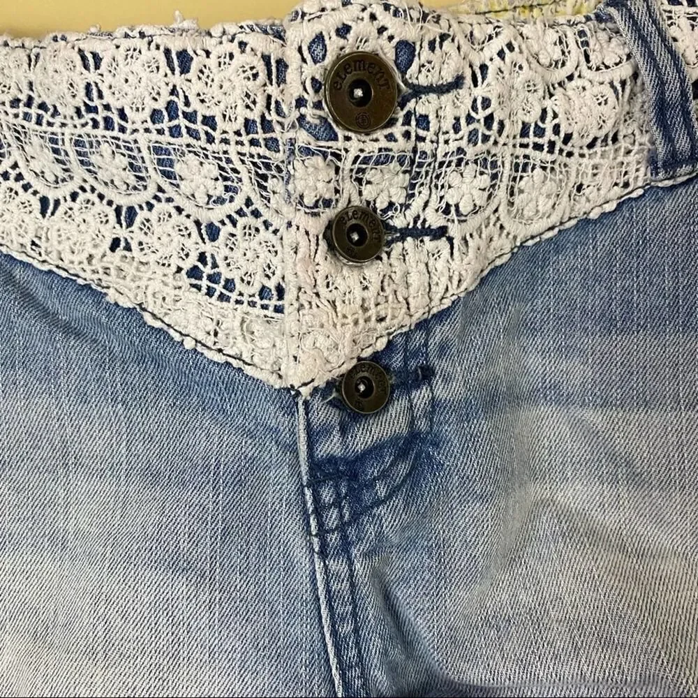 Denim Cut Off Lace Accent Shorts By Elements Size 30
